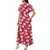 image:imageWEACZZY Women V Neck Ruffle Sleeve Maxi Dresses Split Elegant Wrap Ruffle Wedding Guest Dress Elegant Casual DressesRed and White Flower
