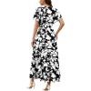 image:imageWEACZZY Women V Neck Ruffle Sleeve Maxi Dresses Split Elegant Wrap Ruffle Wedding Guest Dress Elegant Casual DressesSketch White Black