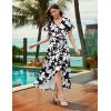 image:imageWEACZZY Women V Neck Ruffle Sleeve Maxi Dresses Split Elegant Wrap Ruffle Wedding Guest Dress Elegant Casual DressesSketch White Black