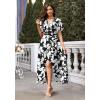 image:imageWEACZZY Women V Neck Ruffle Sleeve Maxi Dresses Split Elegant Wrap Ruffle Wedding Guest Dress Elegant Casual DressesSketch White Black