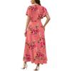 image:imageWEACZZY Women V Neck Ruffle Sleeve Maxi Dresses Split Elegant Wrap Ruffle Wedding Guest Dress Elegant Casual DressesSugar Pink
