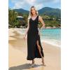 image:imageWEACZZY Women V Neck Sleeveless Backless Sexy Flowing Maxi Dress Casual Hem Bodycon High Slit Cocktail Party Long DressesBlack
