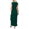 image:imageWEACZZY Women V Neck Sleeveless Backless Sexy Flowing Maxi Dress Casual Hem Bodycon High Slit Cocktail Party Long DressesDark Green