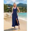 image:imageWEACZZY Women V Neck Sleeveless Backless Sexy Flowing Maxi Dress Casual Hem Bodycon High Slit Cocktail Party Long DressesNavy Blue