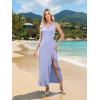 image:imageWEACZZY Women V Neck Sleeveless Backless Sexy Flowing Maxi Dress Casual Hem Bodycon High Slit Cocktail Party Long DressesSmoke Blue