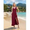 image:imageWEACZZY Women V Neck Sleeveless Backless Sexy Flowing Maxi Dress Casual Hem Bodycon High Slit Cocktail Party Long DressesWine Red
