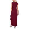 image:imageWEACZZY Women V Neck Sleeveless Backless Sexy Flowing Maxi Dress Casual Hem Bodycon High Slit Cocktail Party Long DressesWine Red
