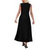 image:imageWEACZZY Women V Neck Sleeveless Maxi Dresses Casual Elegant Pleated Cross Twisted Cocktail Flowing Long DressesBlack