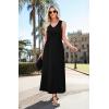 image:imageWEACZZY Women V Neck Sleeveless Maxi Dresses Casual Elegant Pleated Cross Twisted Cocktail Flowing Long DressesBlack