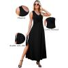 image:imageWEACZZY Women V Neck Sleeveless Maxi Dresses Casual Elegant Pleated Cross Twisted Cocktail Flowing Long DressesBlack