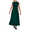 image:imageWEACZZY Women V Neck Sleeveless Maxi Dresses Casual Elegant Pleated Cross Twisted Cocktail Flowing Long DressesDark Green