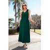 image:imageWEACZZY Women V Neck Sleeveless Maxi Dresses Casual Elegant Pleated Cross Twisted Cocktail Flowing Long DressesDark Green