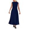 image:imageWEACZZY Women V Neck Sleeveless Maxi Dresses Casual Elegant Pleated Cross Twisted Cocktail Flowing Long DressesNavy Blue