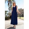 image:imageWEACZZY Women V Neck Sleeveless Maxi Dresses Casual Elegant Pleated Cross Twisted Cocktail Flowing Long DressesNavy Blue