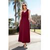 image:imageWEACZZY Women V Neck Sleeveless Maxi Dresses Casual Elegant Pleated Cross Twisted Cocktail Flowing Long DressesWine Red