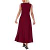 image:imageWEACZZY Women V Neck Sleeveless Maxi Dresses Casual Elegant Pleated Cross Twisted Cocktail Flowing Long DressesWine Red
