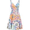 image:imageWEACZZY Womens 2026 Summer Dresses V Neck Spaghetti Strap Sundress Casual Beach Flowy Mini Dress with PocketsColorful Fireworks