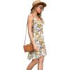 image:imageWEACZZY Womens 2026 Summer Dresses V Neck Spaghetti Strap Sundress Casual Beach Flowy Mini Dress with PocketsFeather White