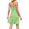 image:imageWEACZZY Womens 2026 Summer Dresses V Neck Spaghetti Strap Sundress Casual Beach Flowy Mini Dress with PocketsFlower Green White