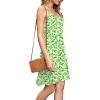 image:imageWEACZZY Womens 2026 Summer Dresses V Neck Spaghetti Strap Sundress Casual Beach Flowy Mini Dress with PocketsFlower Green White