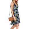image:imageWEACZZY Womens 2026 Summer Dresses V Neck Spaghetti Strap Sundress Casual Beach Flowy Mini Dress with PocketsGreen Leaf Navy