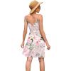 image:imageWEACZZY Womens 2026 Summer Dresses V Neck Spaghetti Strap Sundress Casual Beach Flowy Mini Dress with PocketsGreen Leaf Pink