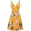 image:imageWEACZZY Womens 2026 Summer Dresses V Neck Spaghetti Strap Sundress Casual Beach Flowy Mini Dress with PocketsGreen Leaf Yellow