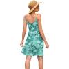 image:imageWEACZZY Womens 2026 Summer Dresses V Neck Spaghetti Strap Sundress Casual Beach Flowy Mini Dress with PocketsSilhouette Green Leaf