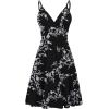 image:imageWEACZZY Womens 2026 Summer Dresses V Neck Spaghetti Strap Sundress Casual Beach Flowy Mini Dress with PocketsWhite Flower Black