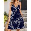 image:imageWEACZZY Womens 2026 Summer Dresses V Neck Spaghetti Strap Sundress Casual Beach Flowy Mini Dress with PocketsWhite Flower Navy