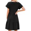 image:imageWEACZZY Womens Casual Summer Dress V Neck Ruffle Sleeve A Line Dresses Flowy with Pockets 2026Black