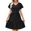 image:imageWEACZZY Womens Casual Summer Dress V Neck Ruffle Sleeve A Line Dresses Flowy with Pockets 2026Black
