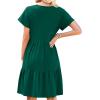 image:imageWEACZZY Womens Casual Summer Dress V Neck Ruffle Sleeve A Line Dresses Flowy with Pockets 2026Dark Green