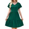 image:imageWEACZZY Womens Casual Summer Dress V Neck Ruffle Sleeve A Line Dresses Flowy with Pockets 2026Dark Green