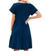 image:imageWEACZZY Womens Casual Summer Dress V Neck Ruffle Sleeve A Line Dresses Flowy with Pockets 2026Navy Blue