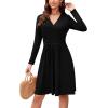 image:imageWEACZZY Womens Long Sleeve Casual Fall Dresses VNeck Swing Floral Party Dress with Pockets 202601 Black