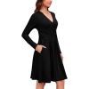 image:imageWEACZZY Womens Long Sleeve Casual Fall Dresses VNeck Swing Floral Party Dress with Pockets 202601 Black