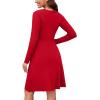 image:imageWEACZZY Womens Long Sleeve Casual Fall Dresses VNeck Swing Floral Party Dress with Pockets 202602 Red