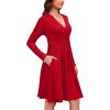 image:imageWEACZZY Womens Long Sleeve Casual Fall Dresses VNeck Swing Floral Party Dress with Pockets 202602 Red