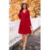 image:imageWEACZZY Womens Long Sleeve Casual Fall Dresses VNeck Swing Floral Party Dress with Pockets 202602 Red