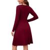 image:imageWEACZZY Womens Long Sleeve Casual Fall Dresses VNeck Swing Floral Party Dress with Pockets 202603 Wine Red