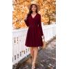 image:imageWEACZZY Womens Long Sleeve Casual Fall Dresses VNeck Swing Floral Party Dress with Pockets 202603 Wine Red
