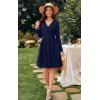 image:imageWEACZZY Womens Long Sleeve Casual Fall Dresses VNeck Swing Floral Party Dress with Pockets 2026A Navy Blue