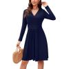 image:imageWEACZZY Womens Long Sleeve Casual Fall Dresses VNeck Swing Floral Party Dress with Pockets 2026A Navy Blue