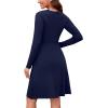 image:imageWEACZZY Womens Long Sleeve Casual Fall Dresses VNeck Swing Floral Party Dress with Pockets 2026A Navy Blue