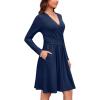 image:imageWEACZZY Womens Long Sleeve Casual Fall Dresses VNeck Swing Floral Party Dress with Pockets 2026A Purple Gray