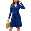 image:imageWEACZZY Womens Long Sleeve Casual Fall Dresses VNeck Swing Floral Party Dress with Pockets 2026A Royal Blue
