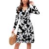 image:imageWEACZZY Womens Long Sleeve Casual Fall Dresses VNeck Swing Floral Party Dress with Pockets 2026Sketch White Black