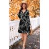 image:imageWEACZZY Womens Long Sleeve Casual Fall Dresses VNeck Swing Floral Party Dress with Pockets 2026White Flower Black