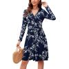 image:imageWEACZZY Womens Long Sleeve Casual Fall Dresses VNeck Swing Floral Party Dress with Pockets 2026White Flower Navy